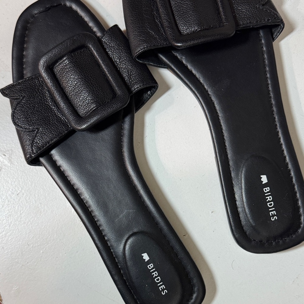 Birdies Black Kiwi Buckle Slide Sandals - Picture 5 of 5